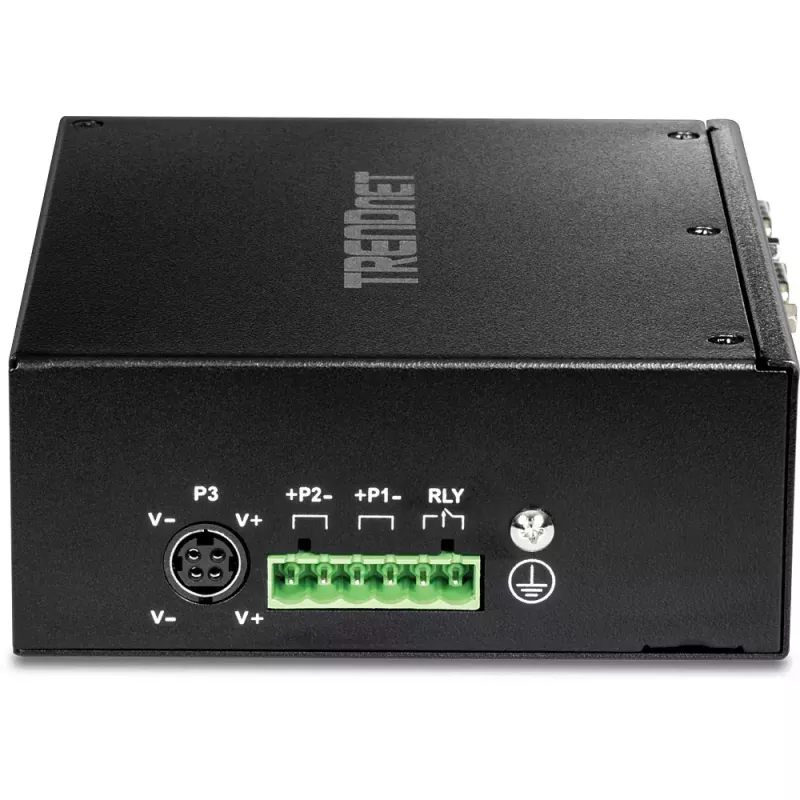 Trendnet TI-M42 pramoninis Modbus šliuzas / valdiklis su dviem 10/100 Mbit/s Ethernet prievadais ir keturiais DB-9 nuosekliaisiais prievadais, IP30, juodas