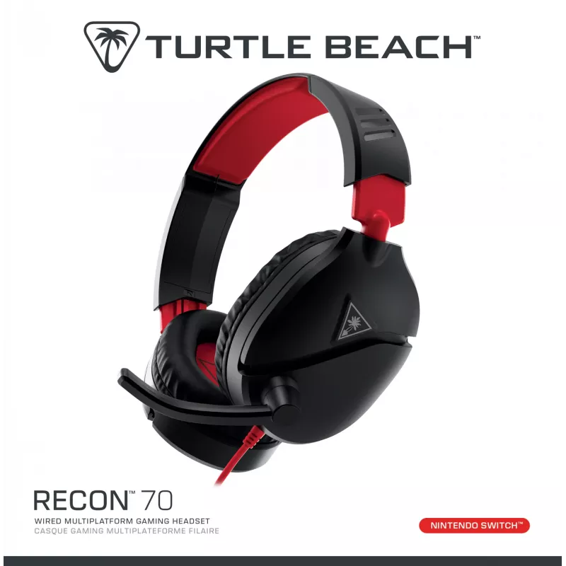 Žaidimų ausinės Turtle Recon 70 juodos, laidinės stereo, valdymas ant ausinės