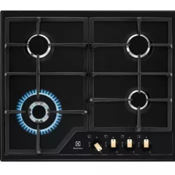 Įmontuojama dujinė kaitlentė Electrolux EGS6436RK 4 zonų juoda, wok 4000W, ketaus grotelės, sukamosios rankenėlės