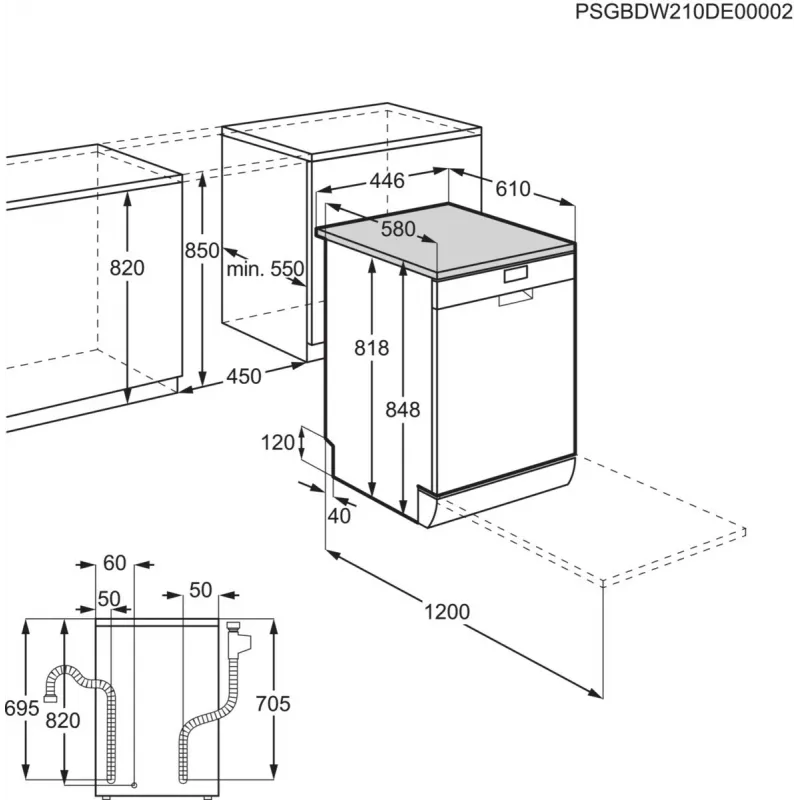 Indaplovė Electrolux ESA42110SW laisvai pastatoma siaura 9 komplektų 47 dB