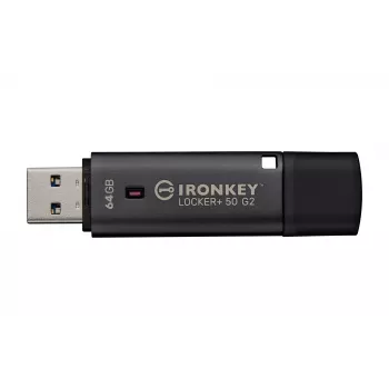 USB atmintukas KINGSTON IronKey Locker Plus 50 G2 64GB, USB Type-A, USB 3.2 Gen 1, AES-256, FIPS 197