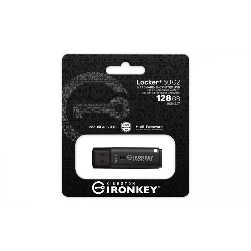 USB atmintukas KINGSTON IronKey Locker Plus 50 G2 128GB, USB Type-A, USB 3.2 Gen 1, AES-256, FIPS 197