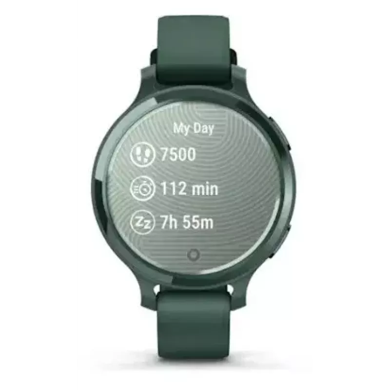 Išmanusis laikrodis GARMIN Lily 2 Active žalias — 38 mm aliuminio korpusas, silikoninis dirželis, GPS, SpO2, 5 ATM, baterija 9 dienos