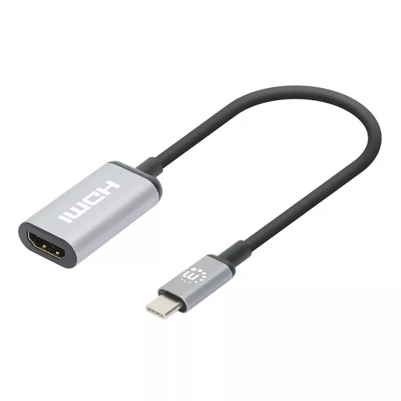 Manhattan USB-C į HDMI laidas, 4K@60Hz, 5 Gbps (USB 3.2 Gen1), 15 cm, juodas, vyriškas į moterišką, trejų metų garantija