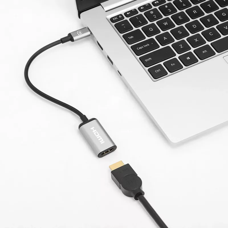 Manhattan USB-C į HDMI laidas, 4K@60Hz, 5 Gbps (USB 3.2 Gen1), 15 cm, juodas, vyriškas į moterišką, trejų metų garantija