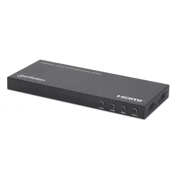 Manhattan 4K 4 prievadų HDMI multiviewer jungiklis, 4 įėjimai vienam ekranui, 4k@30Hz, keli vaizdo režimai, PiP, dvigubas/keturgubas ekranas, mygtukas arba nuotolinis valdymas, 3.5 mm ir Toslink garsas, juodas, 3 metų garantija