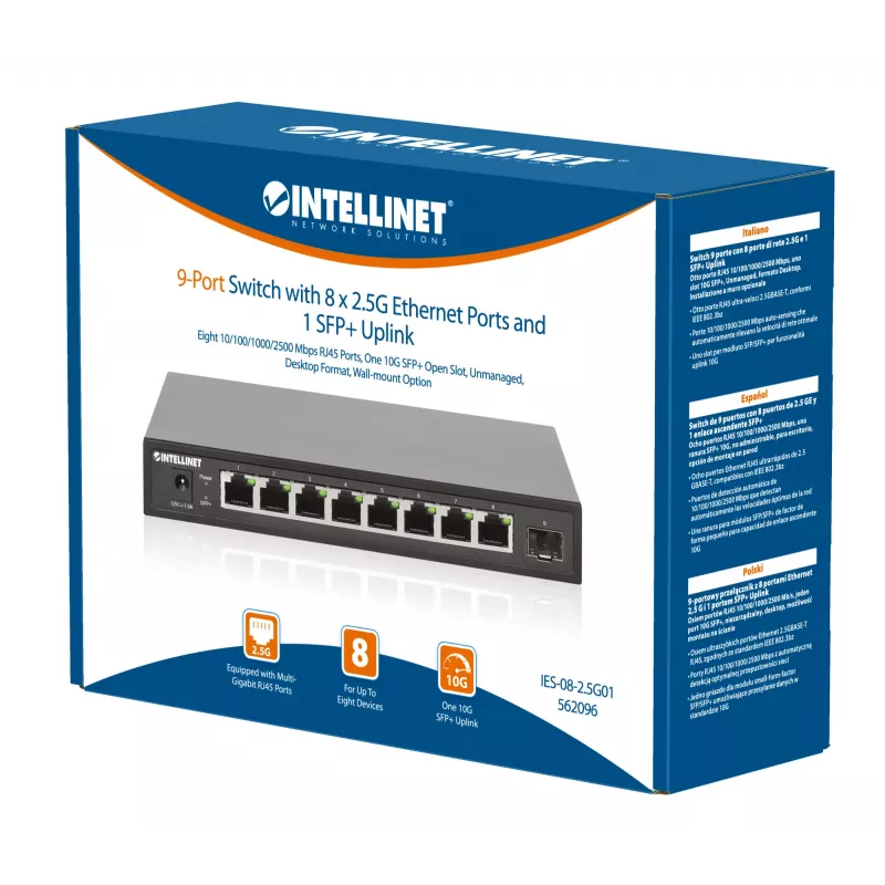 Intellinet 9 Portų Switch 8 x 2.5G Ethernet Prievadai ir 1 SFP+ Uplink