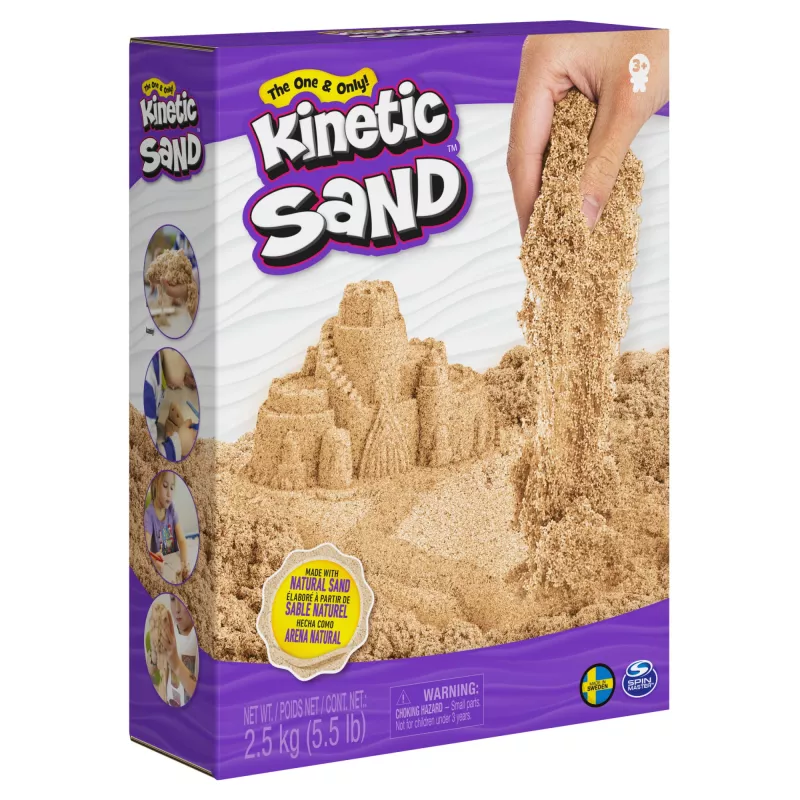 Kinetic Sand natūraliai ruda 2,5 kg formuojamas smėlis vaikams nuo 3 metų