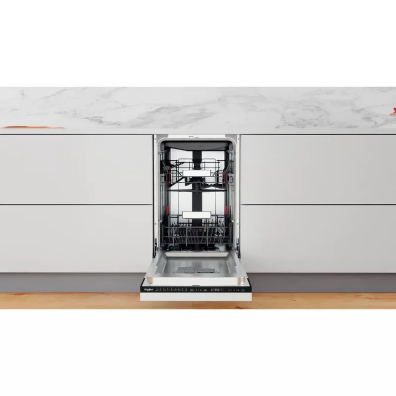 Whirlpool WSIP 4O33 PFE visiškai įmontuojama siaura indaplovė 10 komplektų