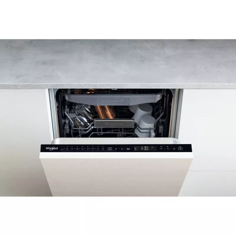 Whirlpool WSIP 4O33 PFE visiškai įmontuojama siaura indaplovė 10 komplektų