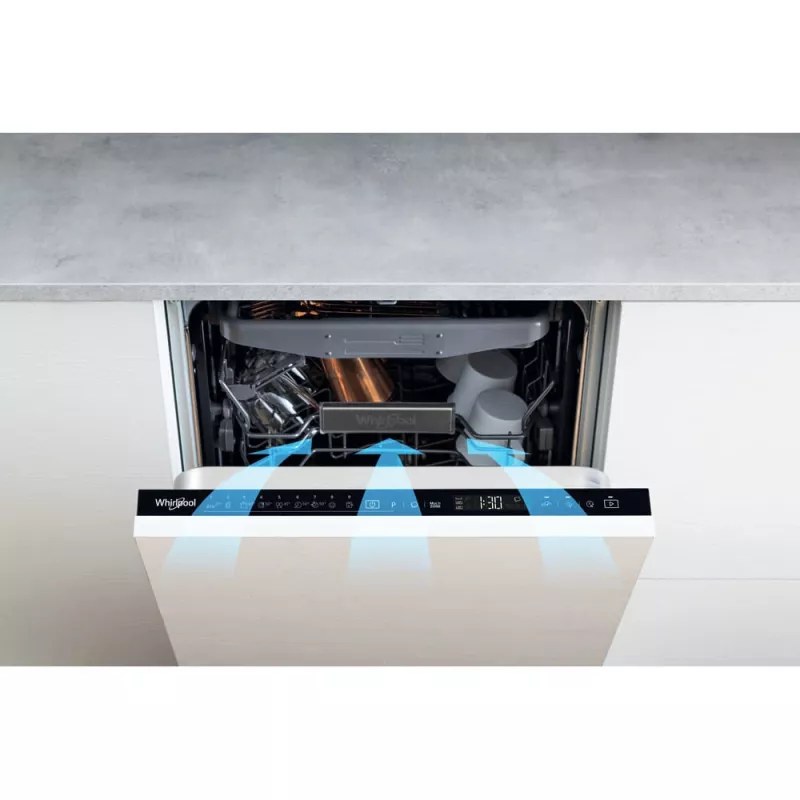 Whirlpool WSIP 4O33 PFE visiškai įmontuojama siaura indaplovė 10 komplektų