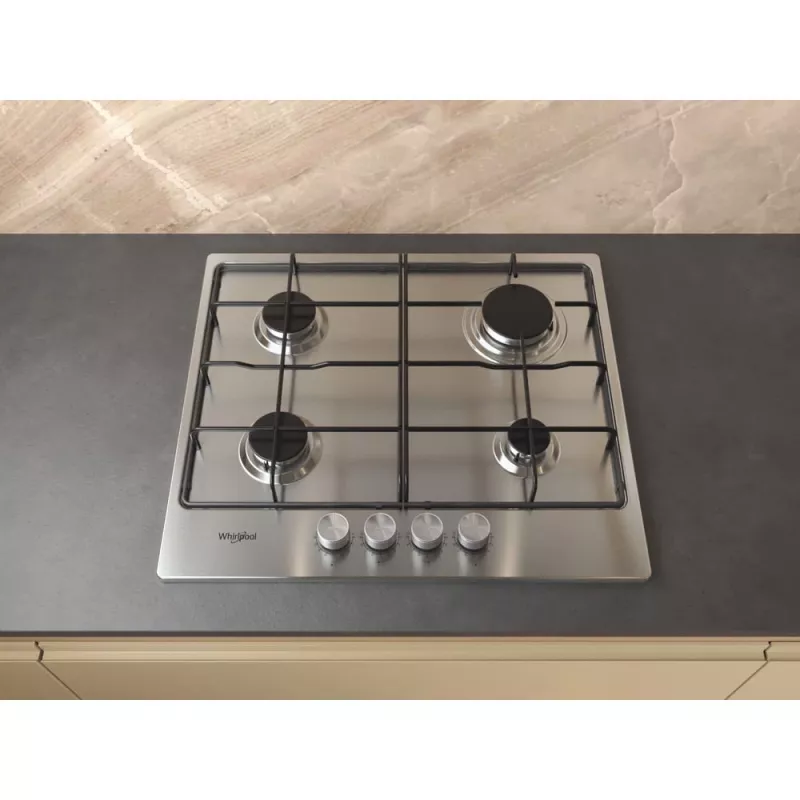 Whirlpool TGML 650 IX nerūdijančio plieno įmontuojama 58 cm dujinė kaitlentė 4 zonos