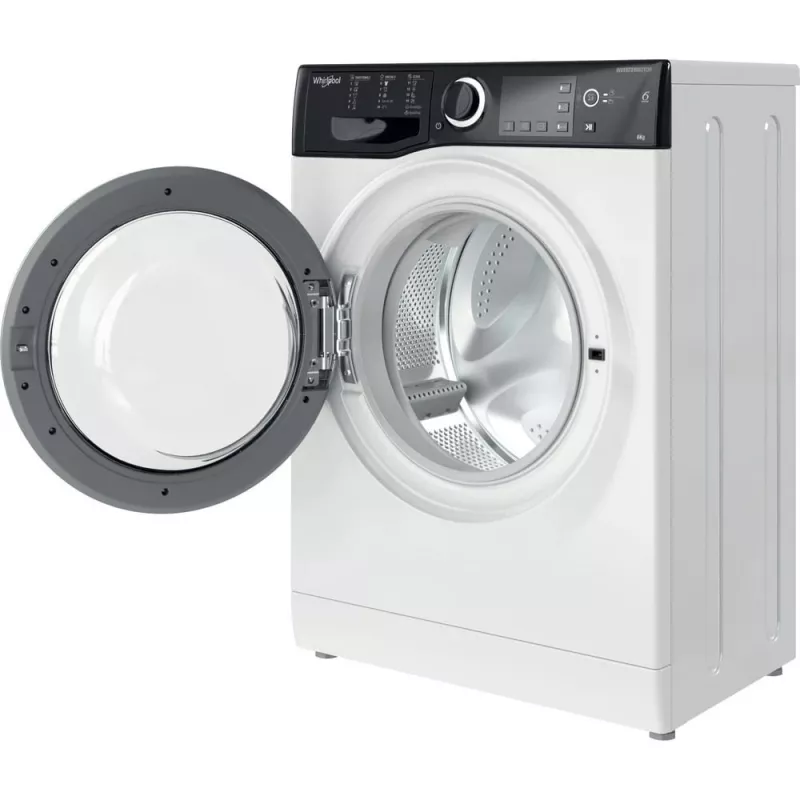 Whirlpool WRBSB 6249 S EU skalbyklė, priekinis pakrovimas, 6 kg, 1151 aps/min, juoda, balta