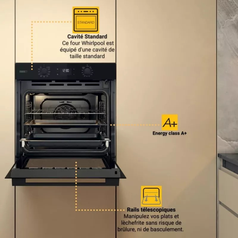 Whirlpool OMSK58RU1SB 71 L juoda orkaitė
