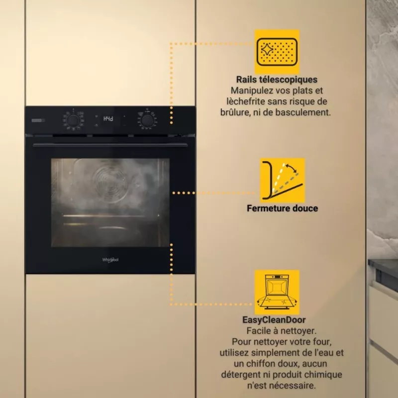 Whirlpool OMSK58RU1SB 71 L juoda orkaitė