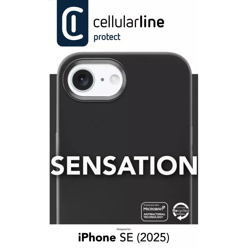 Cellularline Sensation – minkštas silikoninis dėklas iPhone 16e/17e su Microban® antibakterine technologija