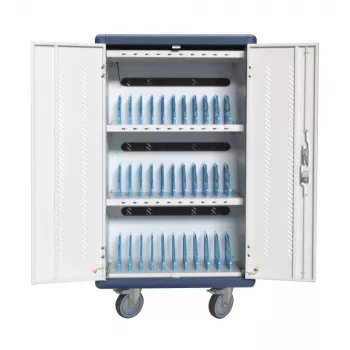 Techly I-CABINET-30DUTY nešiojama prietaisų valdymo spintelė ant ratų, balta, mėlyna