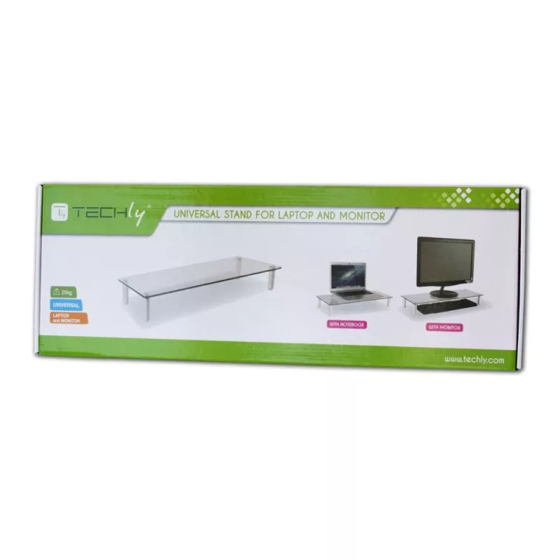 Techly Universalus stalinis monitoriaus stovas, laisvai pastatomas, 20 kg, 33 cm (13 col.), 81,3 cm (32 col.), permatomas