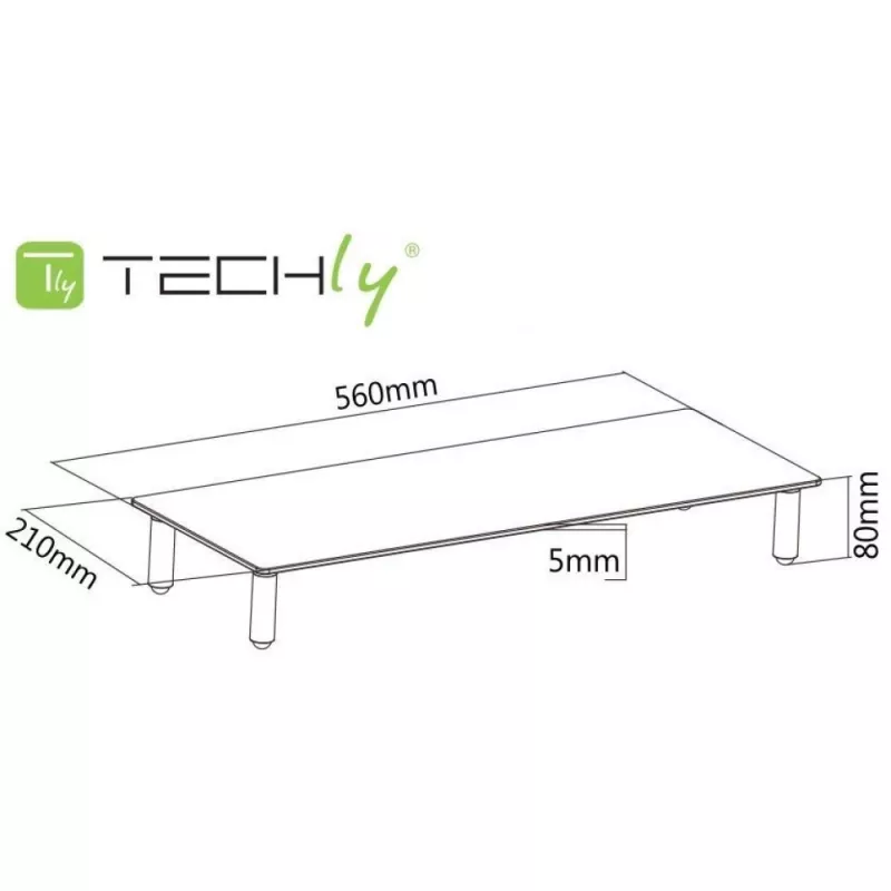 Techly Universalus stalinis monitoriaus stovas, laisvai pastatomas, 20 kg, 33 cm (13 col.), 81,3 cm (32 col.), permatomas