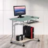 Stalas kompiuteriui Techly ICA-TB 3791A kompaktiškas metalas ir stiklas su ratukais