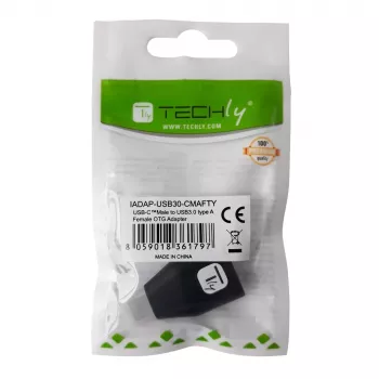 Techly USB-C (vyriškas) į USB-A (moterišką) adapteris, juodas