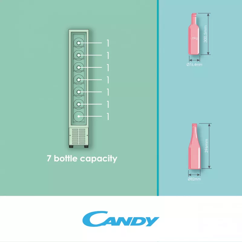 Candy DiVino CCVB 15/1 įmontuojamas vyno šaldytuvas 7 buteliai, juodas
