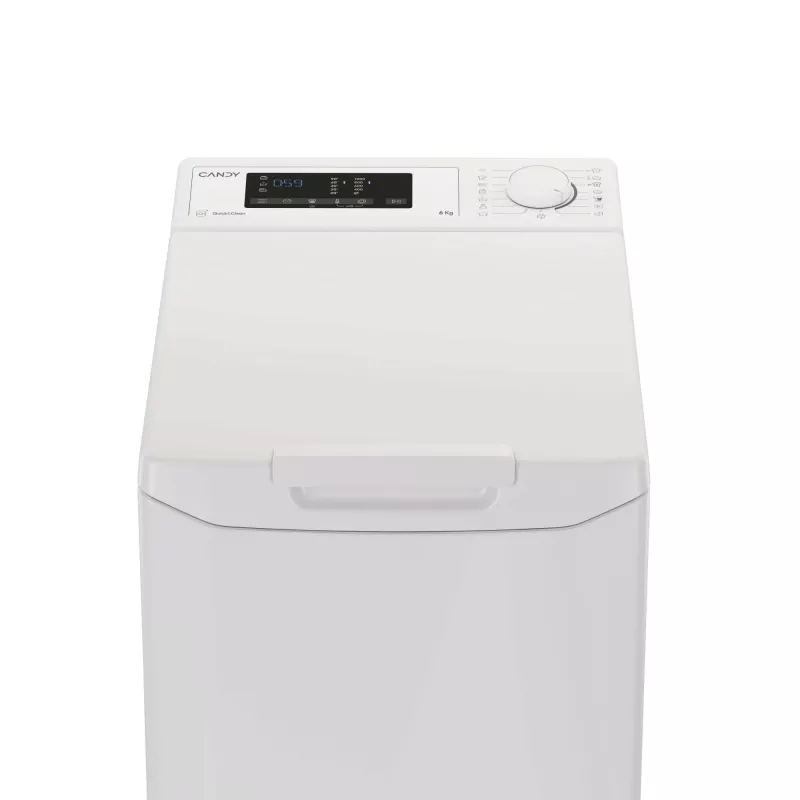 Candy TCA063D3-S skalbimo mašina, kraunama iš viršaus, 6 kg, 1000 aps./min, balta