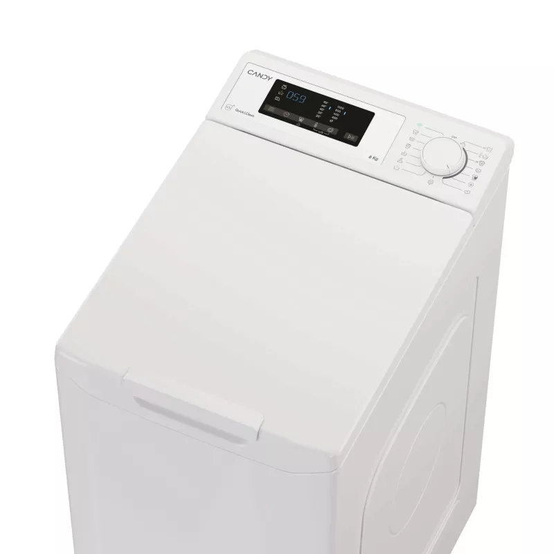 Candy TCA063D3-S skalbimo mašina, kraunama iš viršaus, 6 kg, 1000 aps./min, balta