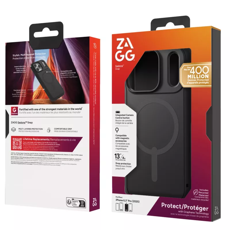 ZAGG Sedona Snap Dėklas Apple iPhone 17 Pro Flood Black, Juodas