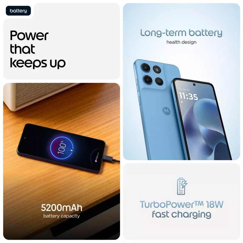 Mobilusis telefonas Motorola moto g17 17,1 cm (6,72 col.) Dual SIM Android 15 USB Type-C 4 GB 128 GB 5200 mAh Mėlynas