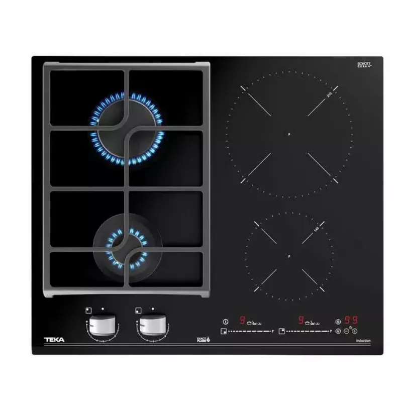 Įmontuojama kombinuota kaitlentė TEKA IND-GAZ PLATE JZC 64322 ABC BK (E4), 4 zonos, 60 cm, juoda, indukcinė + dujinė