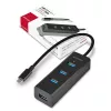 Axagon HUE-S2C USB 3.2 Gen 1 Type-A 4 prievadų sąsajų centras, 5000 Mbit/s, juodas