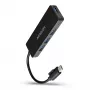 Axagon SuperSpeed USB-C SLIM hub, USB 3.2 Gen 1 (3.1 Gen 1) Type-C, 4x USB 3.2 Gen 1 Type-A, 5000 Mbit/s, juodas, plastikas, 0,14 m