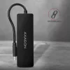 Axagon SuperSpeed USB-C SLIM hub, USB 3.2 Gen 1 (3.1 Gen 1) Type-C, 4x USB 3.2 Gen 1 Type-A, 5000 Mbit/s, juodas, plastikas, 0,14 m