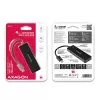 Axagon SuperSpeed USB-C SLIM hub, USB 3.2 Gen 1 (3.1 Gen 1) Type-C, 4x USB 3.2 Gen 1 Type-A, 5000 Mbit/s, juodas, plastikas, 0,14 m