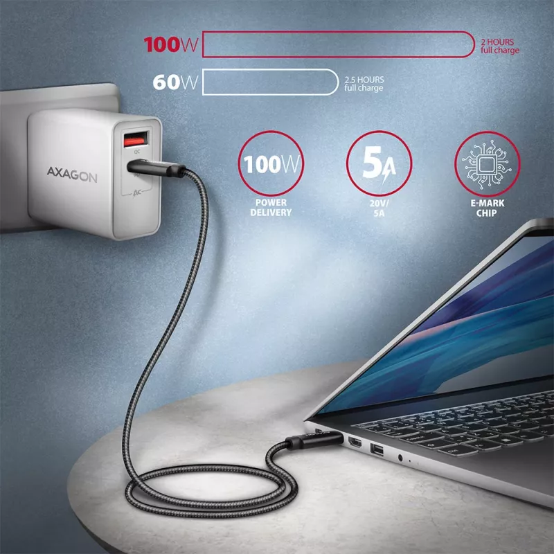 USB laidas Axagon BUCM432-CM10AB USB4 Gen 3x2 1 m USB-C juodas