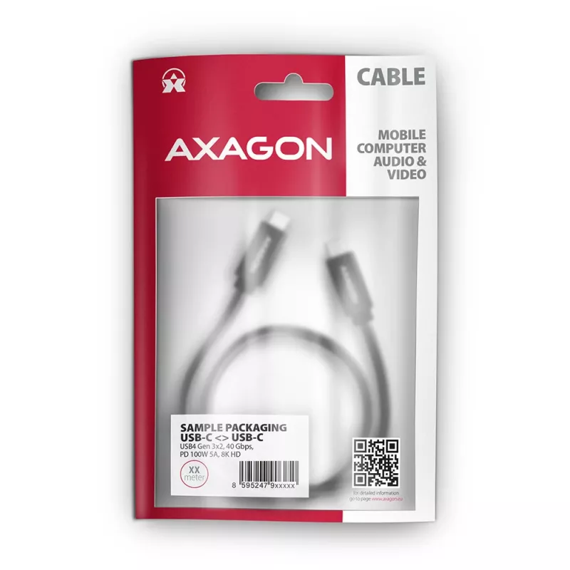 USB laidas Axagon BUCM432-CM10AB USB4 Gen 3x2 1 m USB-C juodas