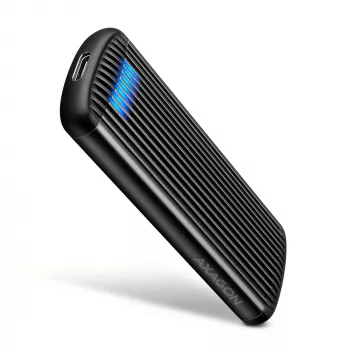 AXAGON EEM2-SC išorinis USB-C 10Gbps besraigtis metalinis M.2 NVMe SSD korpusas, vieno lizdo, pilkas