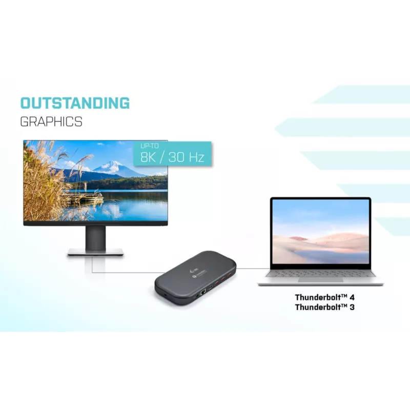 i-tec Thunderbolt 3/USB-C dviguba 4K doko stotelė + USB-C į DisplayPort laidas (1,5 m) + 60W įkrovimas