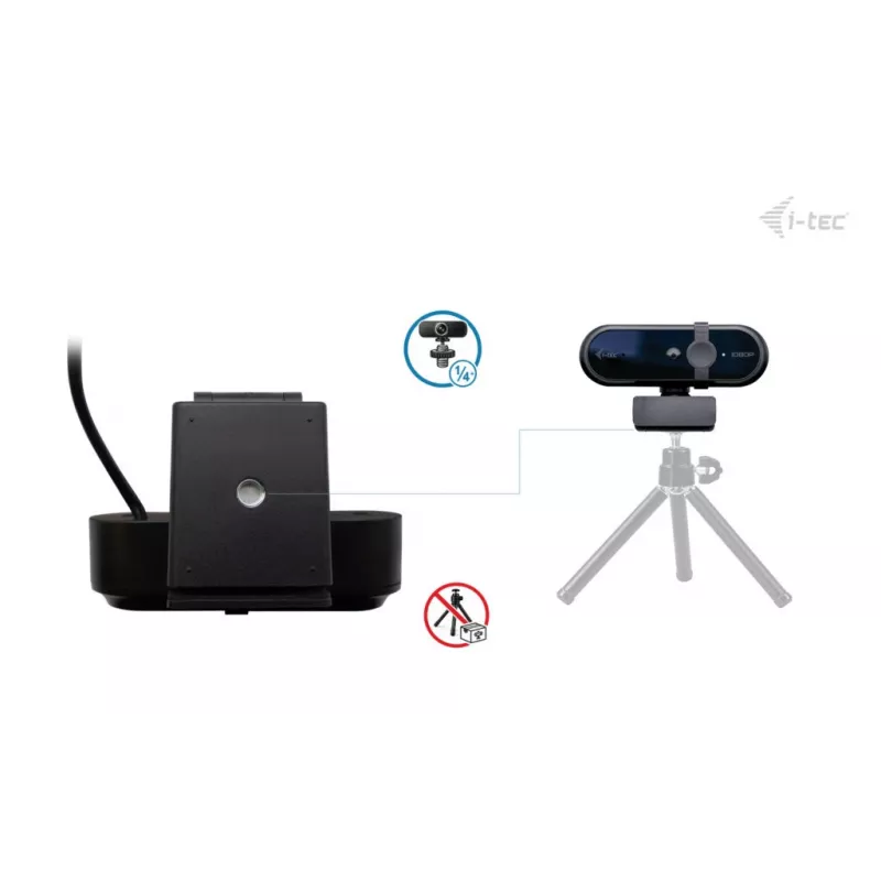 Internetinė kamera ITEC SOLOMON 100 1080p, 2 MP, Full HD 1920×1080, USB, spaustukas, juoda