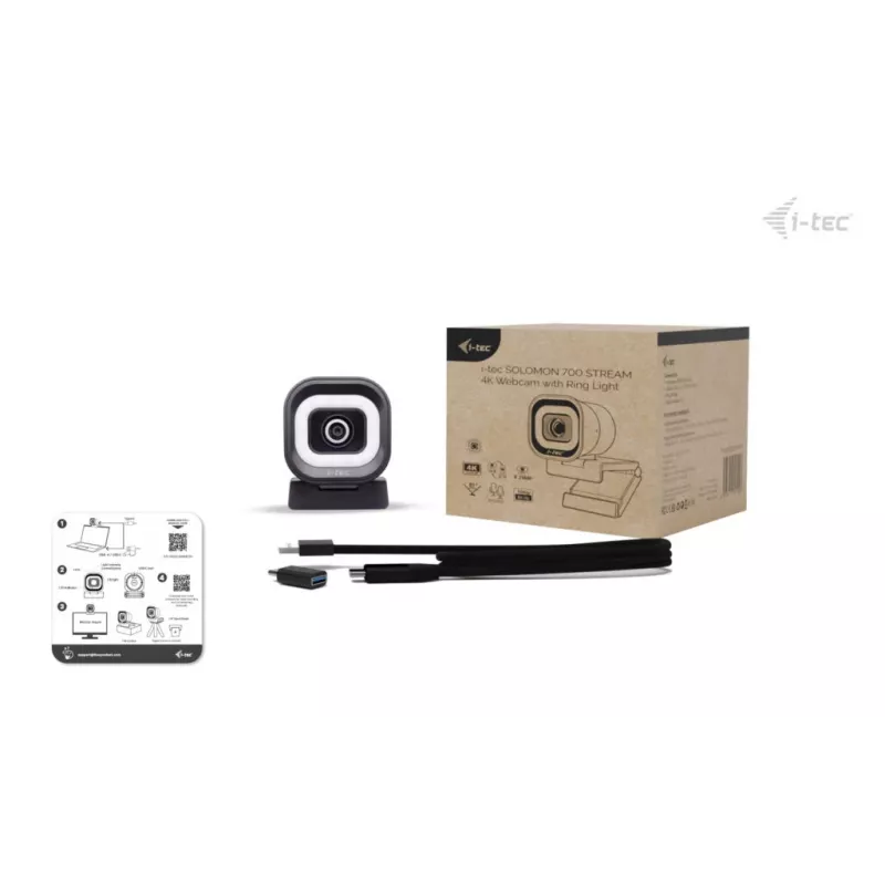 Internetinė kamera ITEC i-tec SOLOMON 700 STREAM 4K, 3840x2160@60fps, 8,29 MP, USB-C, 1/4 colio trikočio sriegis