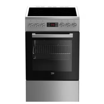 Laisvai pastatoma viryklė BEKO FSM57300GX – keraminė kaitlentė 4 zonos, elektrinė orkaitė, nerūdijantis plienas, 50 cm