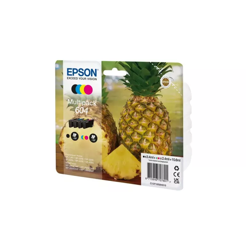 Epson 604 kasetė su rašalu 4 vnt. Originalus standartinės išeigos juoda, žydra, rausvai raudona, geltona