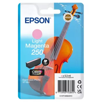 Kasetė Epson 250 Violin Claria Photo HD – Originali didelės talpos (XL), Šviesiai rausvai violetinė, 5.9 ml