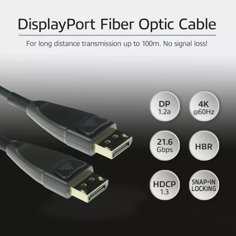 ACT 40 m aktyvus optinis DisplayPort kabelis, DisplayPort kištukas – DisplayPort kištukas