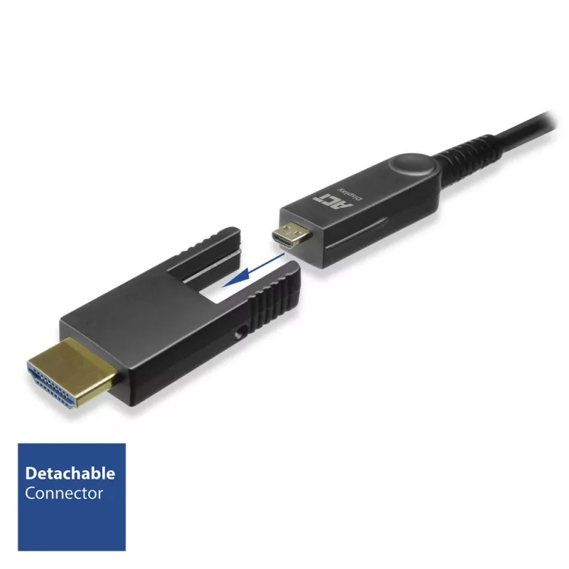 ACT 30 metrų HDMI High Speed 4K aktyvus optinis laidas su nuimama jungtimi v2.0 HDMI-A kištukas - HDMI-A kištukas