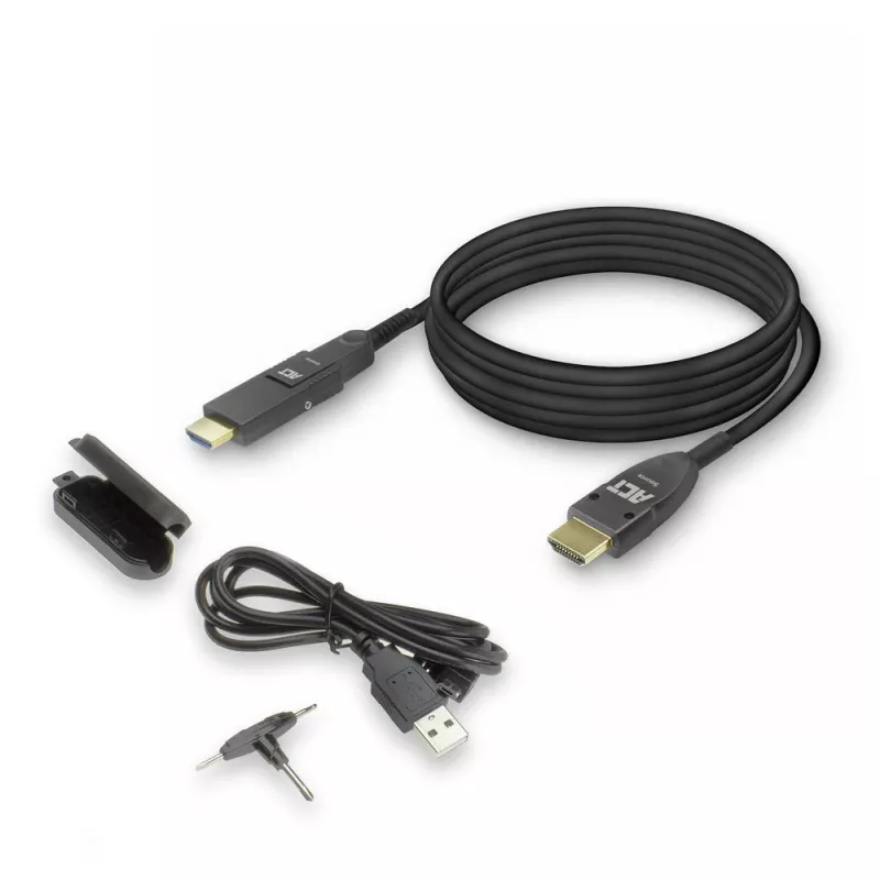ACT 30 metrų HDMI High Speed 4K aktyvus optinis laidas su nuimama jungtimi v2.0 HDMI-A kištukas - HDMI-A kištukas
