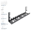 Po stalu montuojamas išplečiamas kabelių latakas ACT 43–72 cm, spaustuvinis tvirtinimas, plienas, 728×130×190 mm, 5 kg