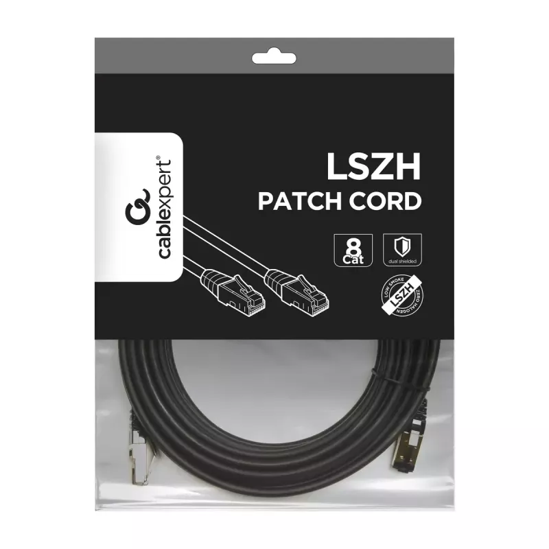 Tinklo laidas Gembird PP8-LSZHCU-BK-5M RJ-45 Cat8 5m Juodas
