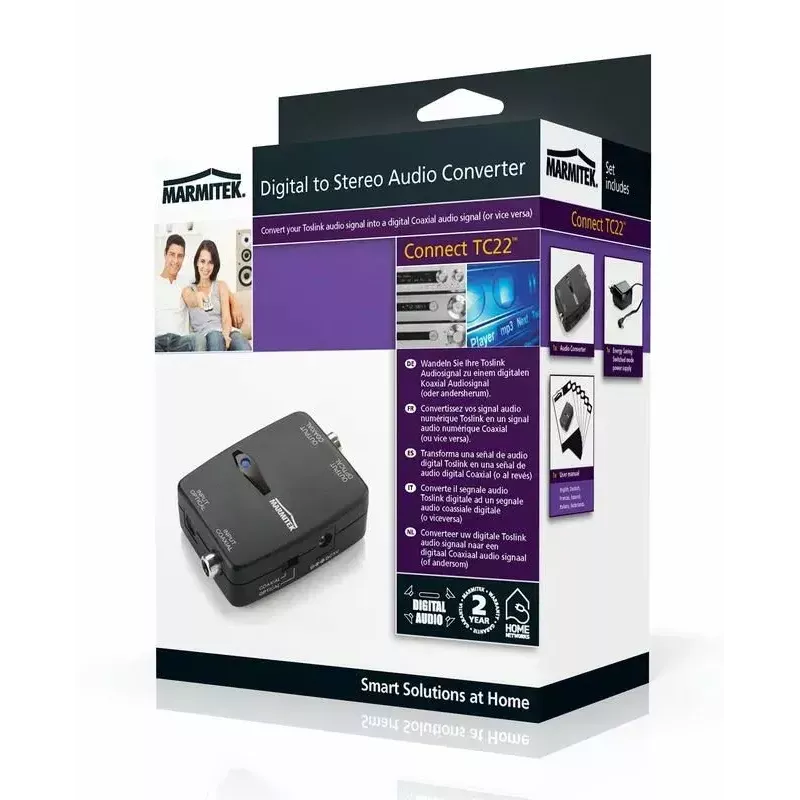 Marmitek Connect TC22 Juodas 08129 – keitiklis tarp Toslink ir koaksialinio SPDIF